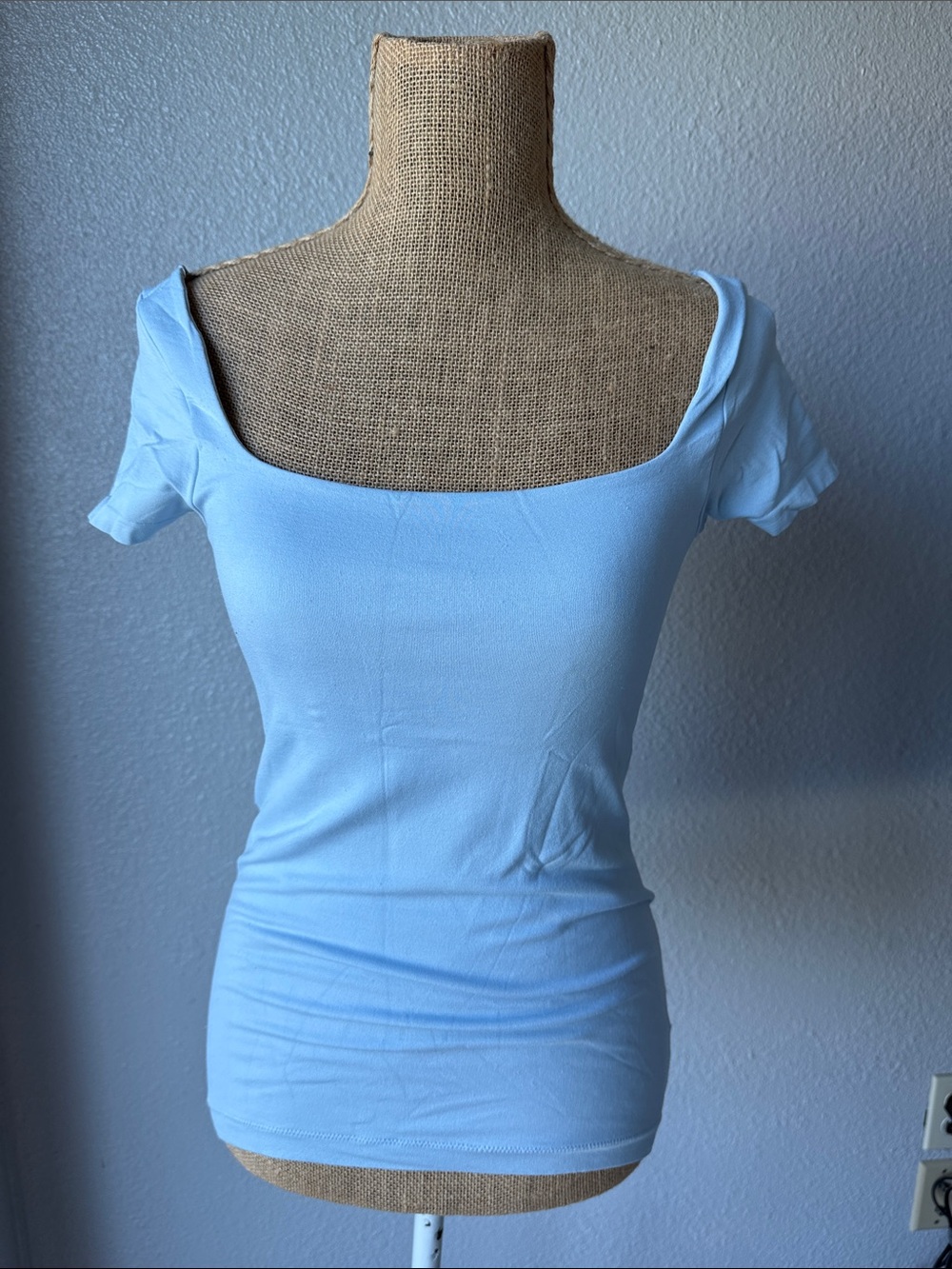 Aeropostale Light Blue Square Neck Short Sleeve Top
